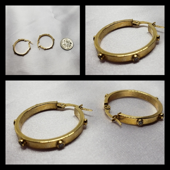 Under review 14K Solid Yellow Gold Italian Earrings - Picture 2 of 2
